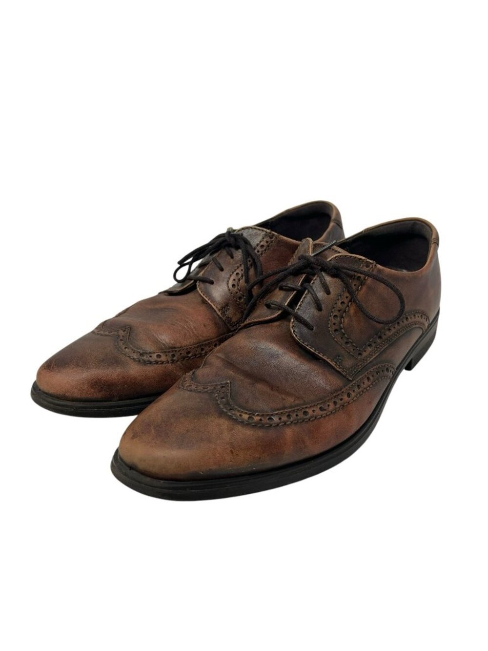Ecco Melbourne Men's 13 Cocoa Brown Leather Wingtip Oxford Derby Dress Shoes